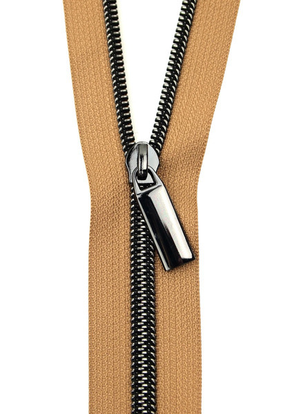 Sallie Tomato ZBY5C30 Natural #5 Nylon Gunmetal Coil Zippers: 3 Yards with 9 Pulls