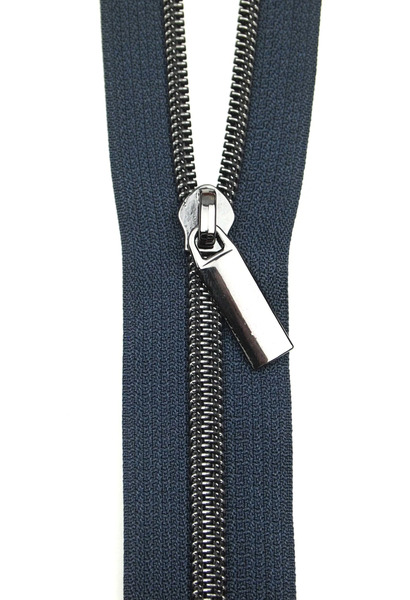 Sallie Tomato ZBY5C20 Navy #5 Nylon Gunmetal Coil Zippers: 3 Yards with 9 Pulls