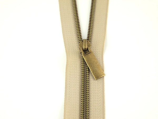 Sallie Tomato ZBY5C24 Beige #5 Nylon Antique Coil Zippers: 3 Yards with 9 Pulls
