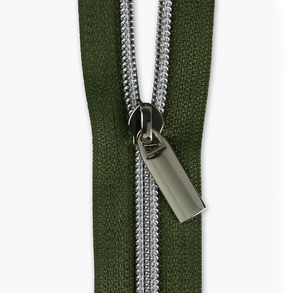 Sallie Tomato ZBY5C134 Fern #5 Nylon Nickel Coil Zippers: 3 Yards With 9 Pulls