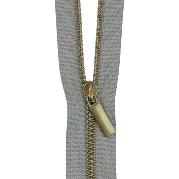 Sallie Tomato ZBY3C9 Grey #3 Nylon Antique Coil Zippers: 3 Yards with 9 Pulls
