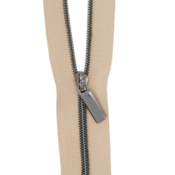 Sallie Tomato ZBY3C30 Natural #3 Nylon Gunmetal Coil Zippers: 3 Yards with 9 Pulls