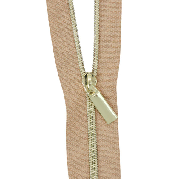 Sallie Tomato ZBY3C27 Natural #3 Nylon Gold Coil Zippers: 3 Yards with 9 Pulls