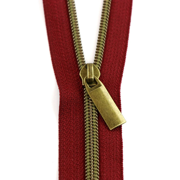 Sallie Tomato ZBY5C44 Burgundy #5 Nylon Antique Coil Zippers: 3 Yards with 9 Pulls