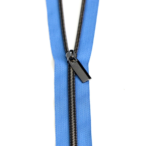Sallie Tomato ZBY5C55 Blue Jean #5 Nylon Gunmetal Coil Zippers: 3 Yards with 9 Pulls