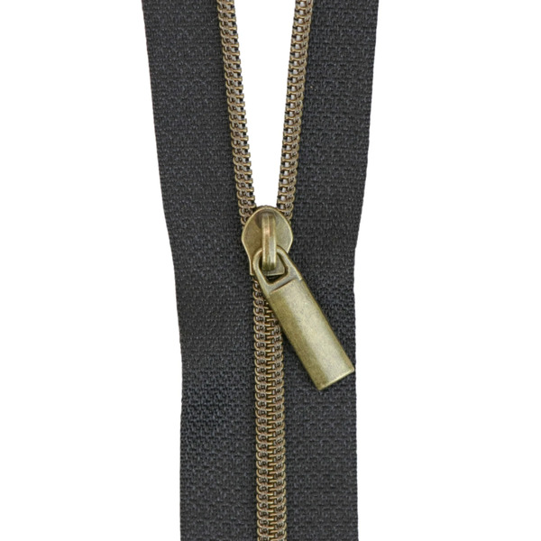 Sallie Tomato ZBY3C14 Black #3 Nylon Antique Coil Zippers: 3 Yards with 9 Pulls