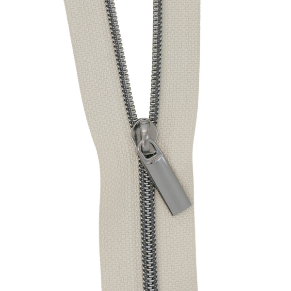 Sallie Tomato ZBY3C25 Beige #3 Nylon Gunmetal Coil Zippers: 3 Yards with 9 Pulls