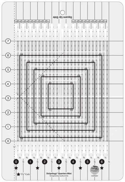 Creative Grids CGRGE4 Quilt Ruler Stripology® Quarters Mini  Ruler