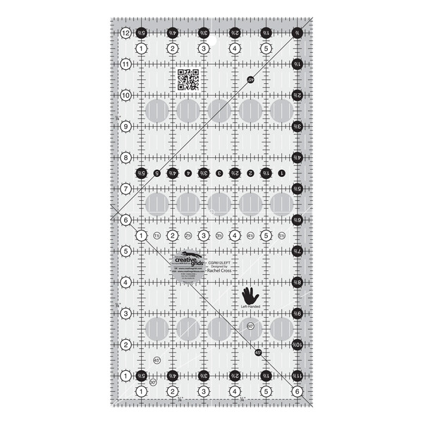 Creative Grids CGR612LEFT Left Handed Quilt Ruler 6-1/2in X 12-1/2in