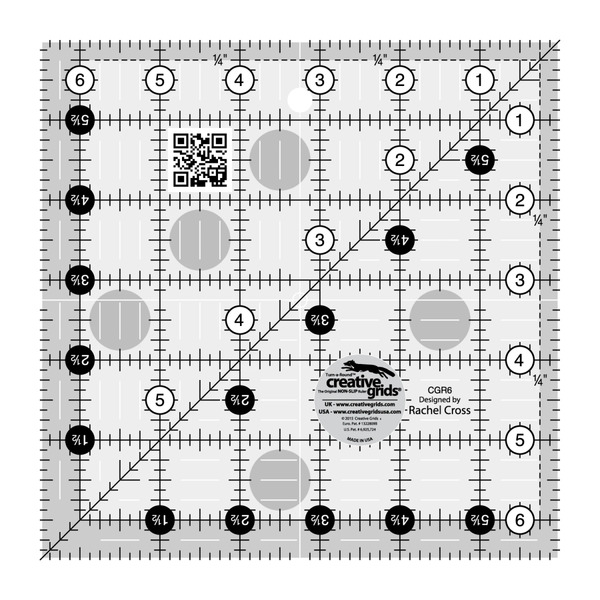 Creative Grids CGR6 Quilt Ruler 6-1/2in Square Ruler