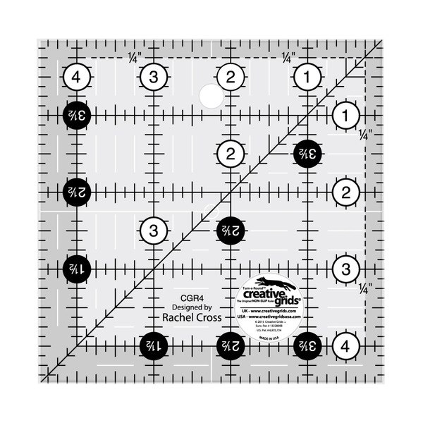 Creative Grids CGR4 Quilt Ruler 4-1/2in Square Ruler