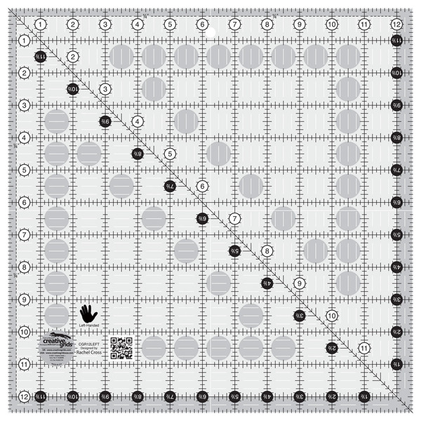 Creative Grids Quilt Ruler Left Handed 12-1/2in x 12-1/2in Square
