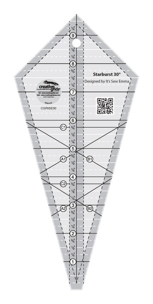 Creative Grids Quilt Ruler Starburst 30 Degree Triangle 9-1/2in
