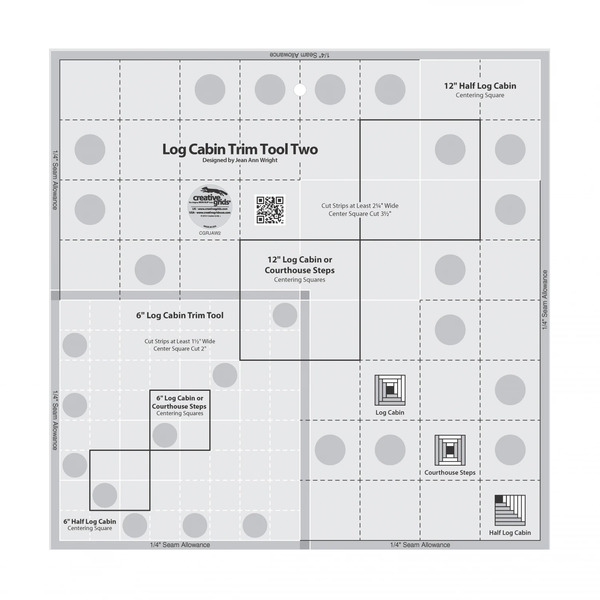 Creative Grids Quilt Ruler Log Cabin Trim Tool Two 6in & 12in Blocks