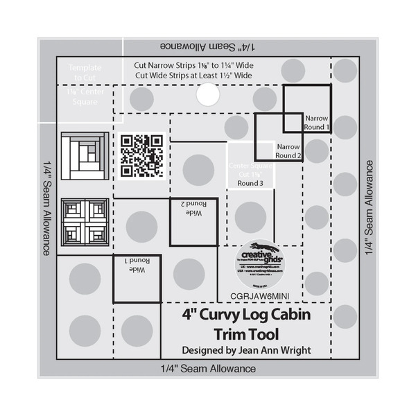Creative Grids Quilt Ruler 4in Curvy Log Cabin Trim Tool