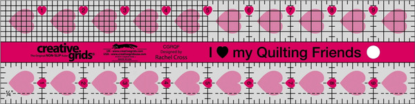 Creative Grids I Love My Quilt Friends Quilt Ruler 2-1/2in x 10in Rectangle