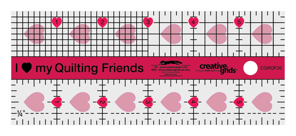 Creative Grids I Love My Quilt Friends Mini Quilt Ruler 2-1/2in x 6in Rectangle