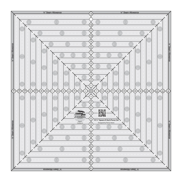 Creative Grids Quilt Ruler 14-1/2in Square It Up or Fussy Cut Square