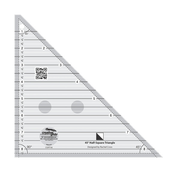 Creative Grids Quilt Ruler 45 Degree Half-Square 8-1/2in Triangle