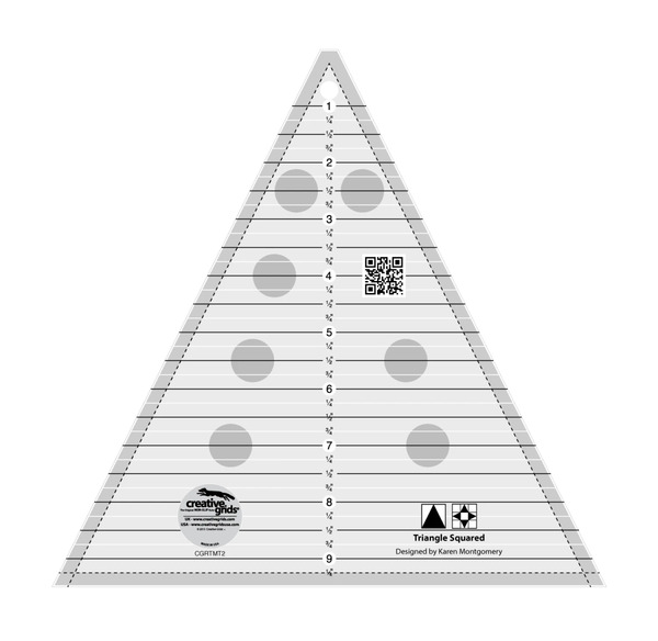 Creative Grids Quilt Ruler Triangle Squared Ruler 9-1/2in Triangle