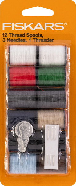 Fiskars 107530 Hand Sewing Kit Repair Thread Pack 12pc - Basic Colors
