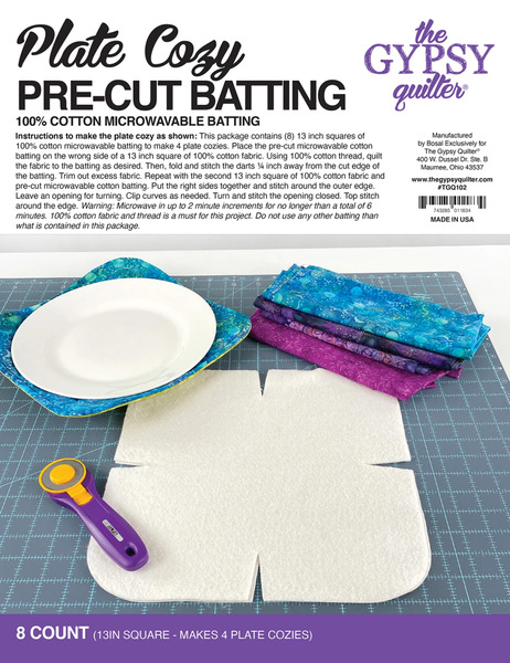 Gypsy Quilter TGQ102 Plate Cozy Pre-Cut Batting 8ct