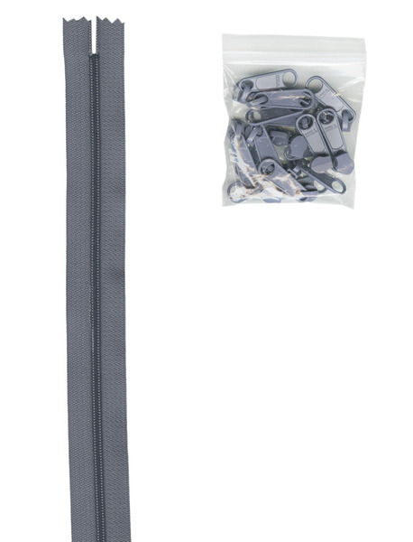 ByAnnie ZIPYD-115 4 yards of 16mm #4.5 Zipper Chain and 16 Ex-Large Gunmetal