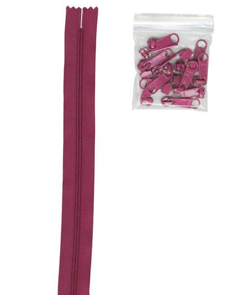 ByAnnie ZIPYD-258 4 yards of 16mm #4.5 Zipper Chain and 16 Ex-Large Wild Plum