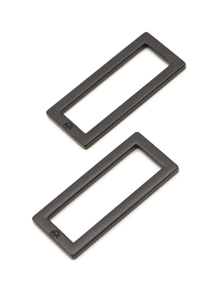 ByAnnie HAR15RRBMTWO Rectangle Ring Flat 1-1/2in Black Metal Set of Two