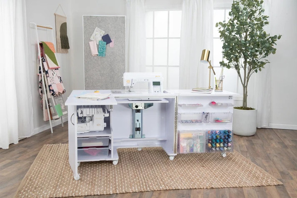 Koala E-W001 Eclipse Sewing Machine Cabinet, English White Ash or Gray