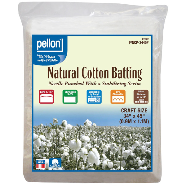 Pellon FNCP3445 Natural Cotton Batting With Scrim Craft Size