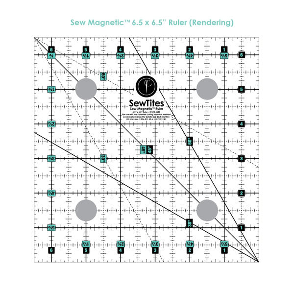 SewTites 66RS Sew Magnetic 6-1/2in x 6-1/2in Ruler - Right-Handed