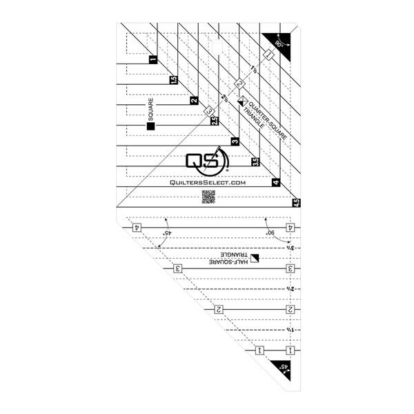 Quilter's Select Mini 3 in 1 Crystal Triangle / Square Combo Ruler
