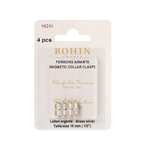 Bohin 98250 Magnetic Collar Clasps Silver 4pc
