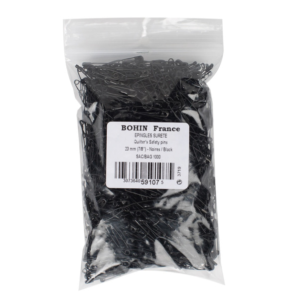 Bohin 59107 Black Safety Pins 23Mm 7/8 X1000"
