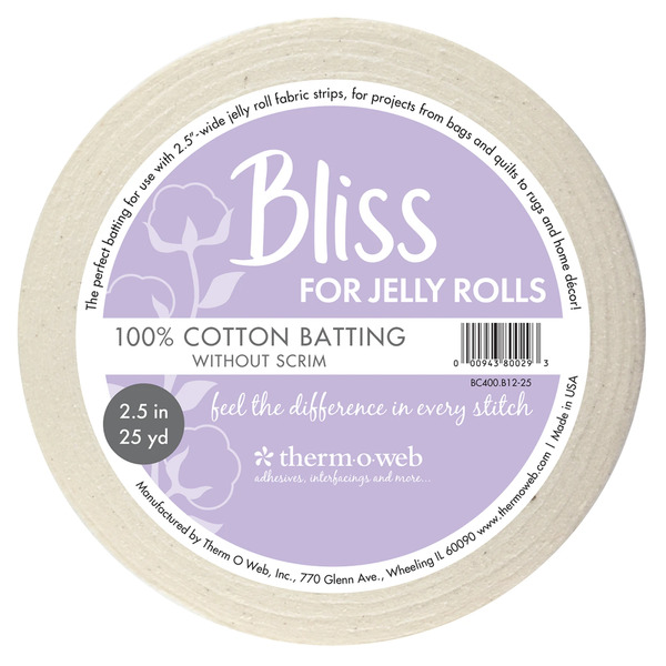 Therm O Web BC400-B12-25 Bliss 100% Cotton for Jelly Rolls 2-1/2in x 25yd