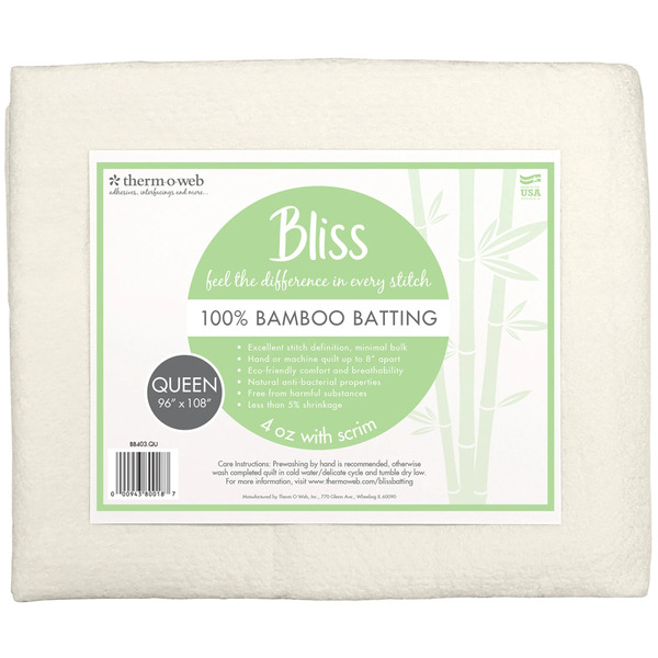 Therm O Web BB403-QU Bliss Batting 100% Bamboo Queen 108in x 96in 4pc Box