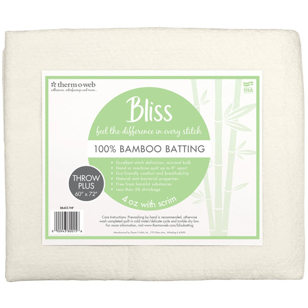 Therm O Web BB403-THP Bliss Batting 100% Bamboo Throw Plus 60in x 72in 10pc Box