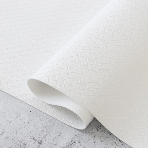 Sallie Tomato HFLBSIMP Simply White Basket Weave Faux Leather 1/2yd