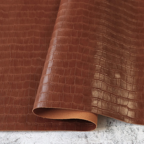 Sallie Tomato FLCSADD Saddle Brown Faux Crocodile Leather 5yds