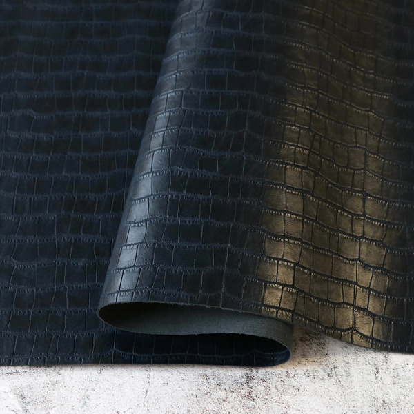 Sallie Tomato HFLCNAVY Navy Faux Crocodile Leather 1/2yds