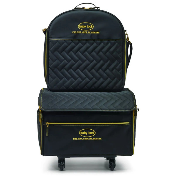 Baby Lock BLMTL-QLT Baby Lock Large Trolley with Embroidery Arm Case- Quilted Black with Gold Logo and Components-