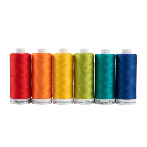 Superior Threads 201-01-BRIGHTS Superior PIMA 50wt Cotton Thread Set Six 1,200 yd Spools - Brights