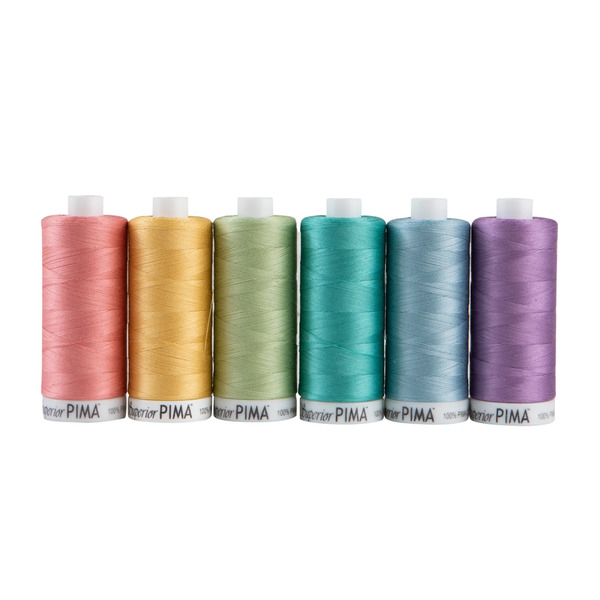 Superior Threads 201-01-PASTELS Superior PIMA 50wt Cotton Thread Set Six 1,200 yd Spools - Pastels