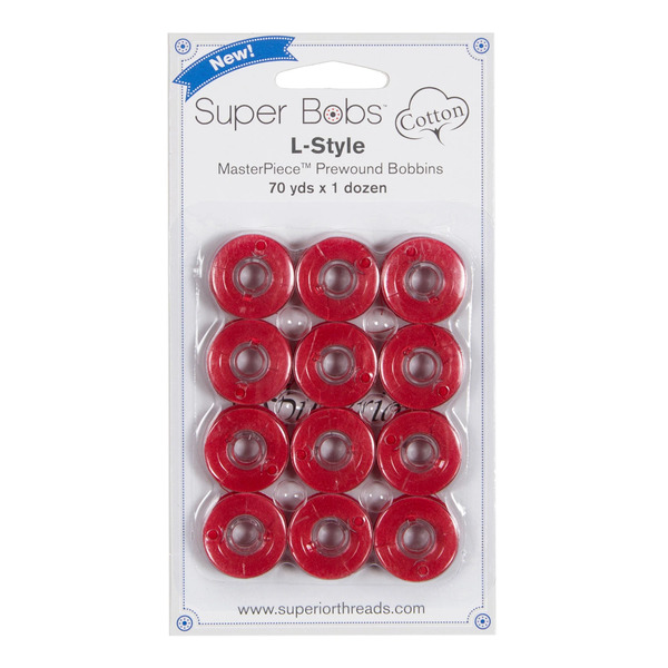 Superior Threads 149-12-117 Super Bobs MasterPiece Cotton 70yd Prewound Bobbins 12ct L-Style Smart Alex