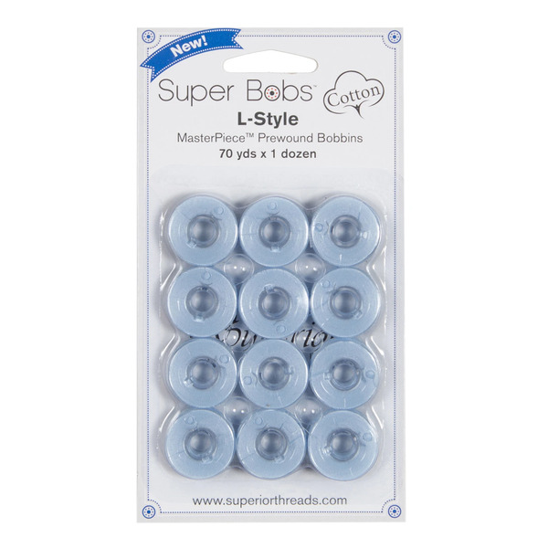 Superior Threads 149-12-137 Super Bobs MasterPiece Cotton 70yd Prewound Bobbins 12ct L-Style Baby Jeffy