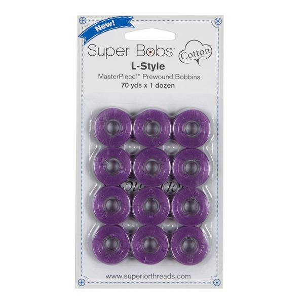 Superior Threads 149-12-145 Super Bobs MasterPiece Cotton 70yd Prewound Bobbins 12ct L-Style Mona Lisa