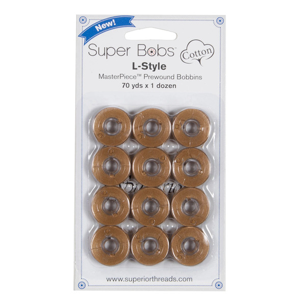 Superior Threads 149-12-159 Super Bobs MasterPiece Cotton 70yd Prewound Bobbins 12ct L-Style Paint Brush