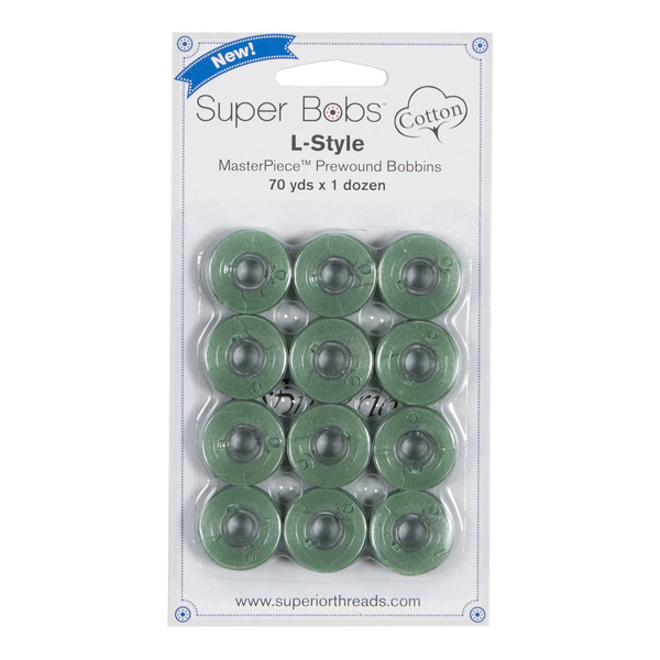Superior Threads 149-12-166 Super Bobs MasterPiece Cotton 70yd Prewound Bobbins 12ct L-Style Michaelangelo