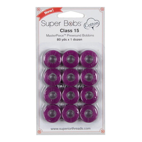 Superior Threads 150-12-115 Super Bobs MasterPiece Cotton 80yd Prewound Bobbins 12ct Class 15 Majestic